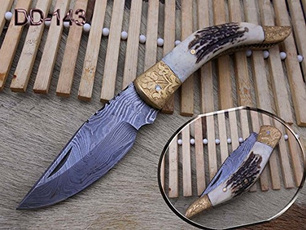 Exotic, Brass, damascussteel, handforgedknife