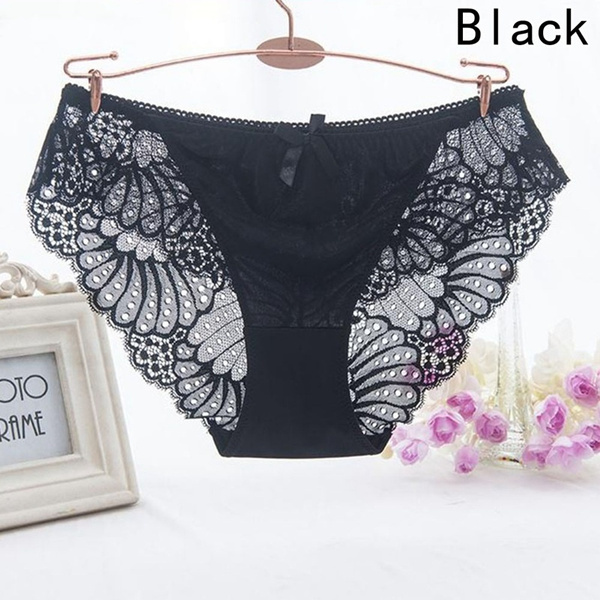 Women Lace Panties – Seamless Cotton Hollow Briefs with Lace Underwear