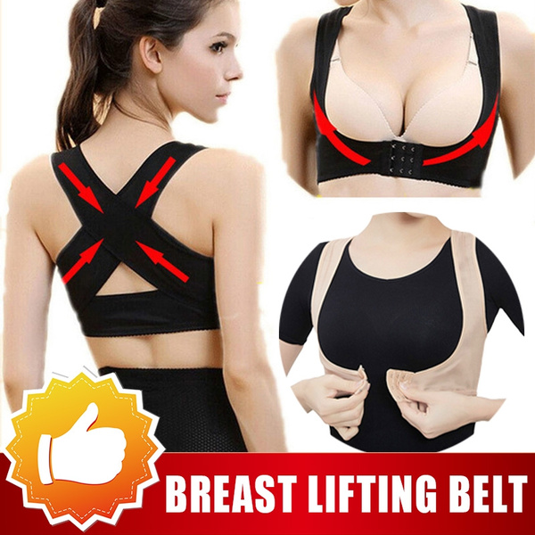 Women Chest Bra Holder Back Posture Corrector Breast Lift Shaper Support  Belt.AT
