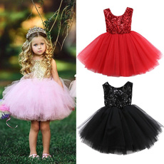 Fashion Kids Baby Flower Girls Party Sequins Dress Gown Bridesmaid Dresses Pageant wedding