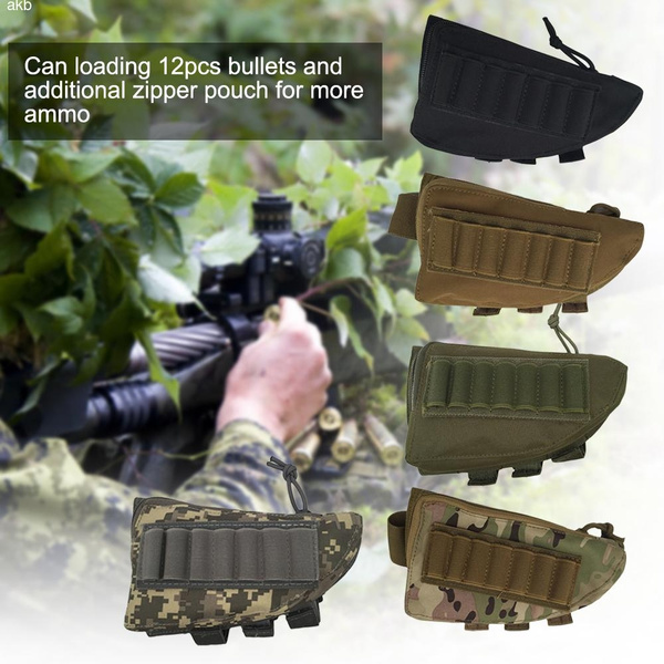 Airsoft Rifle Hunting Shotgun Buttstock Shell Ammo Holder Stock Pouch Cheek Pad 