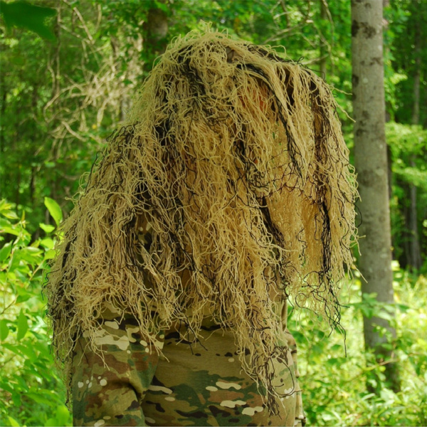 Tactical WG Sniper Ghillie Yowie 3D Desert Camouflage Veil Head