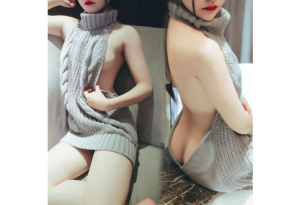 Sleeveless Tie Open Back Backless Sweater Japanese Sexy Anime Cosplay Long Sweater  Turtleneck Sweaters Virgin Killer Pullover | Wish