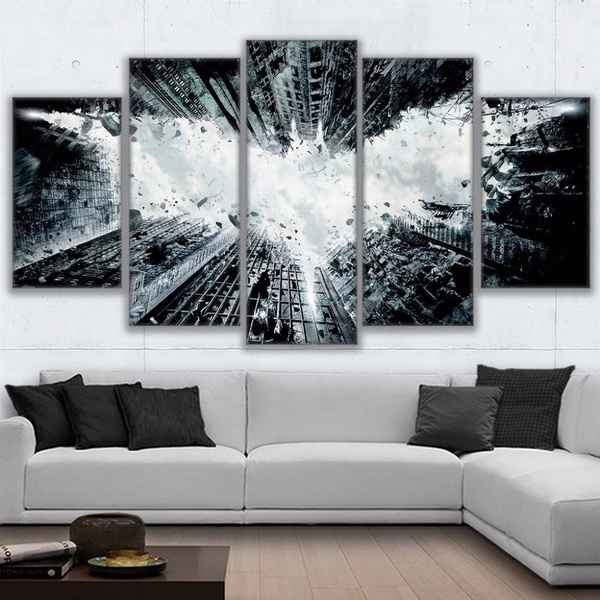 Modern Home Decor Canvas Print Poster Painting 5 Panel Batman Abstract Wall Art For Living Room Modular Picture Wish - Batman Wall Art Home Decor