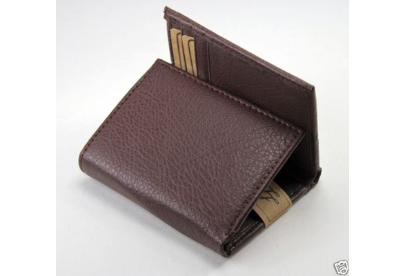 New Mens Leather Trifold Brown Wallet Credit Card Window ID Holder Billfold Case 