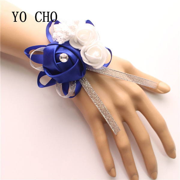 Women Wrist Corsage Bracelet Bridesmaids Sisters Hand Flowers For Wedding Party 