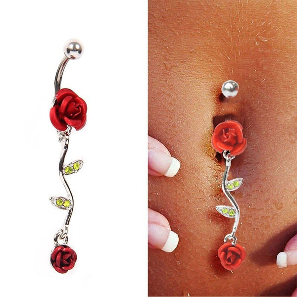Beauty Crystal Dangle Navel Belly Button Ring Bar Barbell Body Piercing Jewelry 
