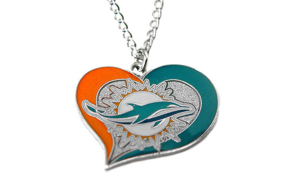 Miami Dolphins Swirl Heart NFL Silver Team Pendant Necklace – Jamestown  Gift Shop