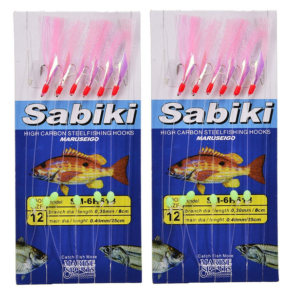 10 Packs Fishing Sabiki Baits Rigs Fishing Flasher Lures Hooks with Ball Bearing Swivel and Luminous Fishing Beads Yellow/Pink/Purple/Red/Green