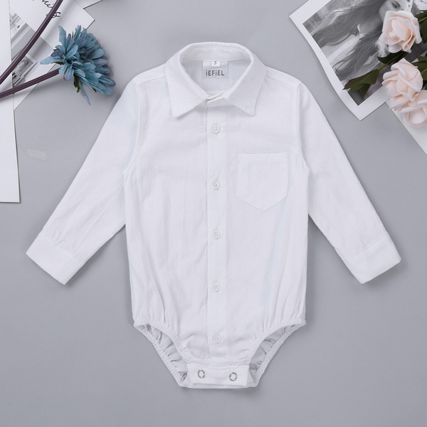 Infant Baby Boys Long Sleeves Formal Gentleman Shirt Romper Jumpsuit ...
