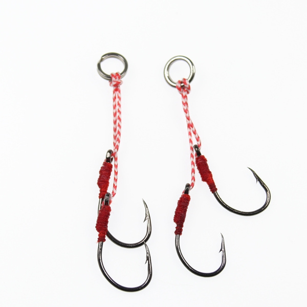 10Paris Size 1/0 2/0 3/0 4/0 Split / Weld Ring Assist hook jig hooks sea  fishing hook Jigging Hook