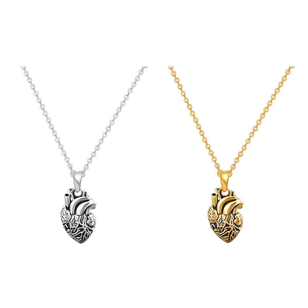 Fashion Creative Anatomy Of Hollow Heart Organ Pendant Necklace Men Jewelry  Vintage 3D Heart Necklaces | Wish