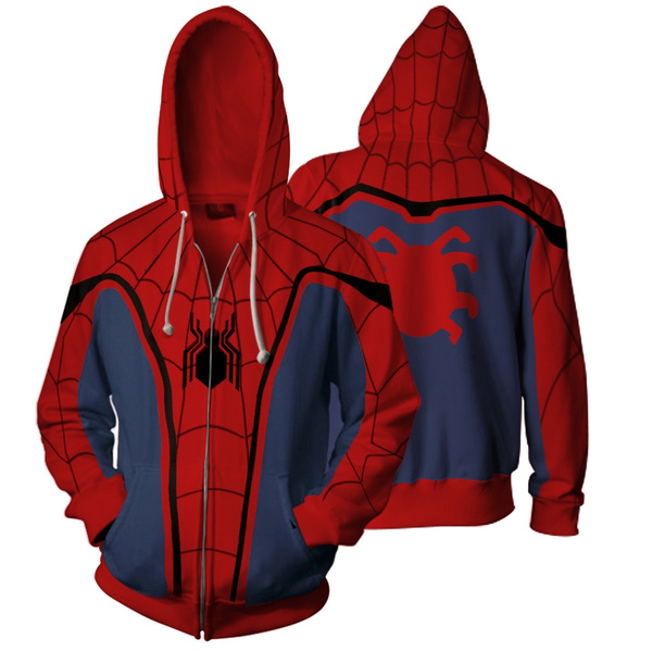 New Fashion 3D Zip Up Hoodies Women Men Spiderman Sweatshirts