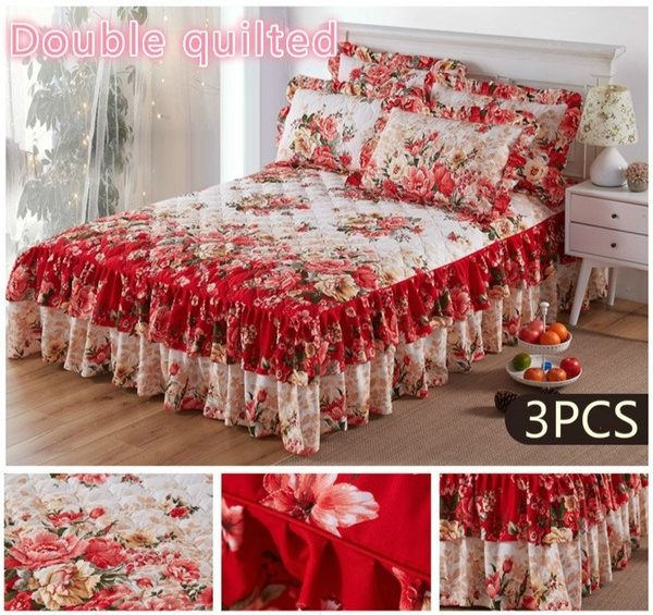 patterned queen bed skirt