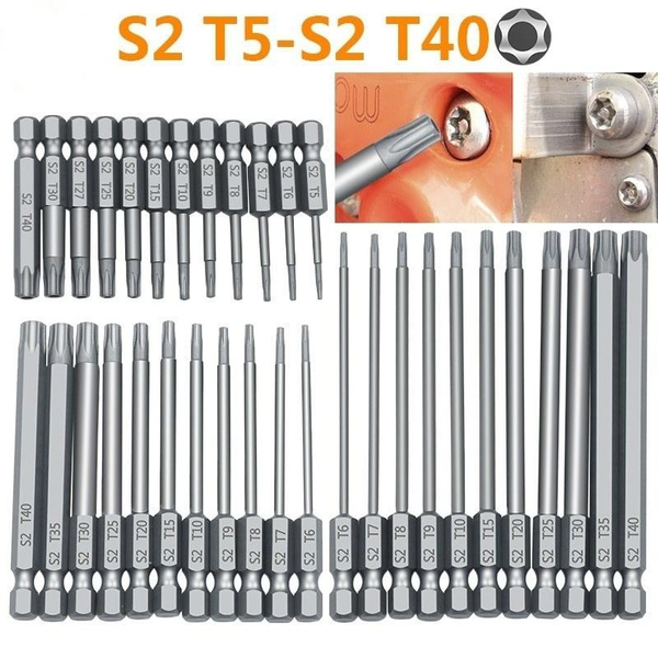 uxcell 10Pcs 1/4 Hex Shank 100mm Length Magnetic Torx Security Head T10 Screwdriver Bits S2 Alloy Steel 