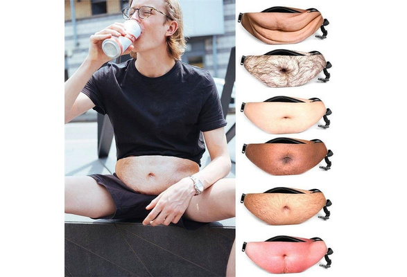 Funny Lifelike Beer Belly Dad Bod White Elephant Gift Dad Bag Waist Fanny Pack 