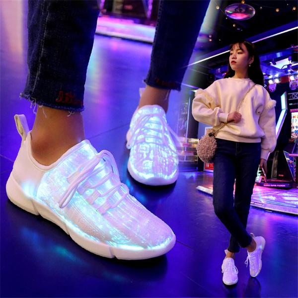 bijnaam speelplaats magneet White Light Up Shoes USB Charging 7 Colors 12 Modes Luminous LED Sneakers  For Women Men Kids Glow up Shoes | Wish