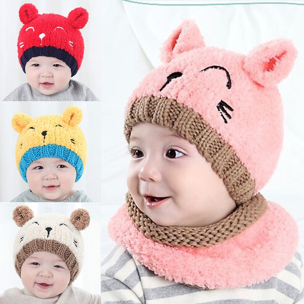 Gorro de ganchillo con dibujos de gato para bebé,invierno, Gorro de ganchillo con dibujos de gato para bebé,invierno,