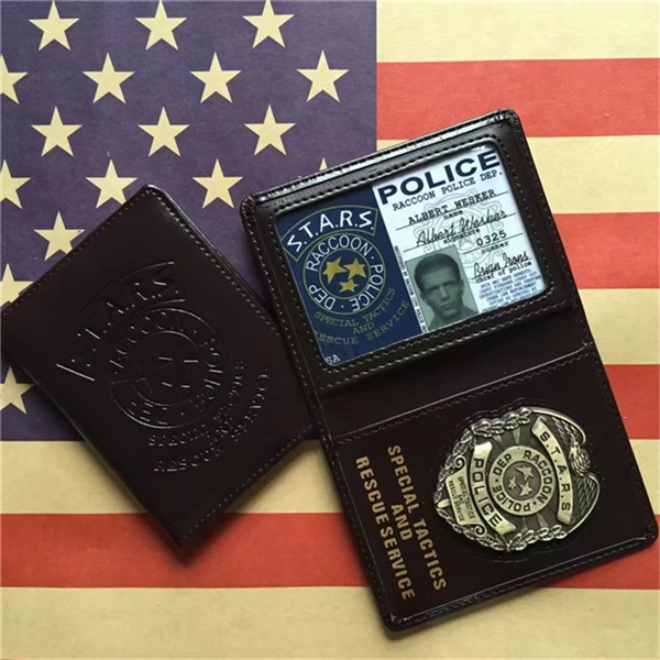 NEW RESIDENT EVIL S.T.A.R.S ALBERT POLICE METAL BADGE WITH ID WALLET HOLDER CASE 