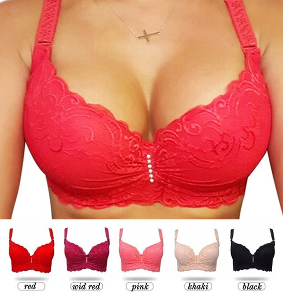 New Women Sexy Plus Size 3/4 Cup Lace Push Up Bra Underwear Ladies Bralette  Deep V Bras Large Cup