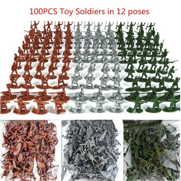 Tanks Aircraft Turret Plastic Soldiers Army Men Figures 12 Poses Military Toy