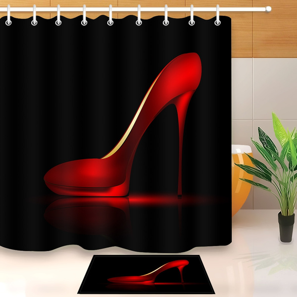 72x72 High heels Shower Curtain Bathroom Waterproof Fabric 12 Hooks Mat 8251 