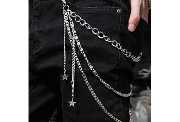 XINSHUN WYhui Hip Mall Men Non-mainstream Emo Rock Trousers Wallet Key Chain Punk Pants Skull Tide Stud Motorcyle Jean Gothic