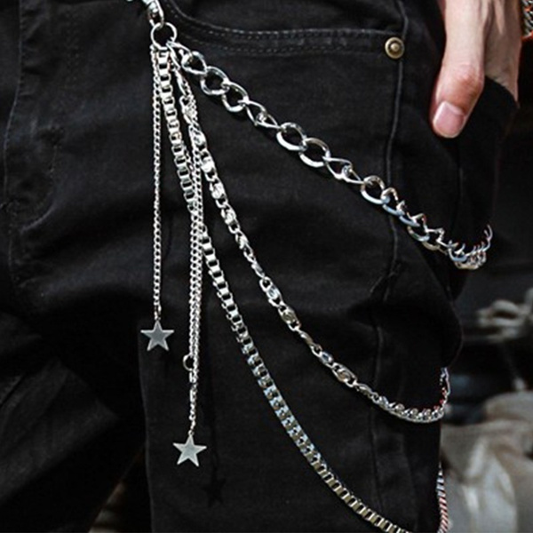 Hip Hop Punk Pants Chain Rivet Trousers 