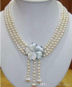Necklace, pearls, white, Jewelry