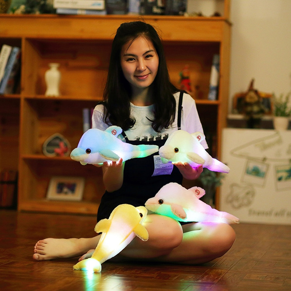 32cm Creative Luminous Plush Dolphin Doll Glowing Pillow, Colorful LED ...