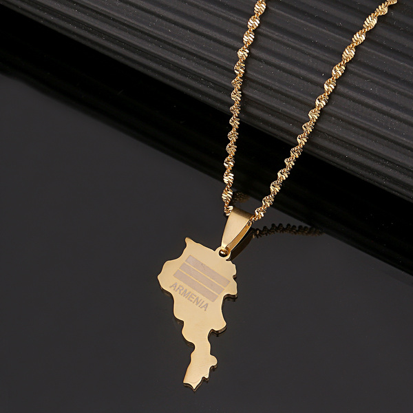 Stainless Steel Armenia Map Pendant Necklace Country Maps Armenians Map ...