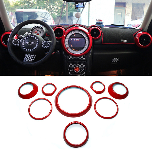 8Pcs ABS Interior Front Center Dashboard Vent Speaker Gear Shift Circle  Ring Covers For Mini Copper Countryman R60 2013-2016 Accessories Accessories