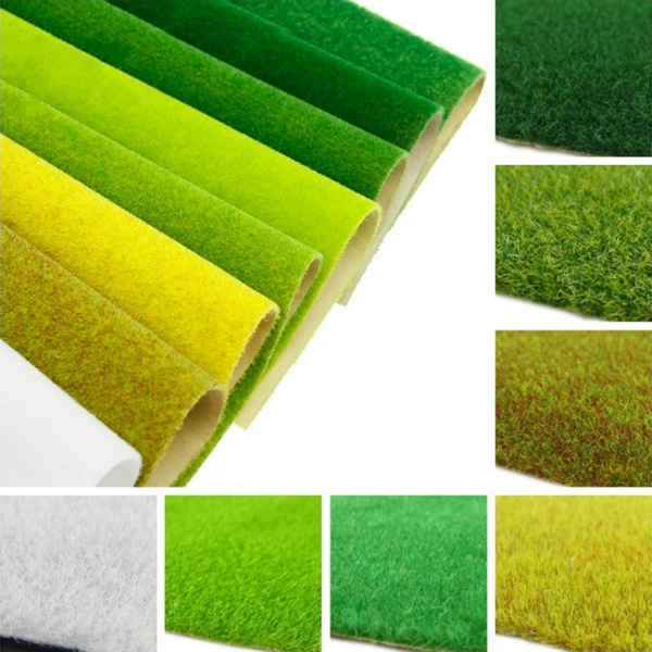 1pc Fake Grass Turf Lawn Adhesive Paper Landscape Mat Miniature Model Layout DIY 