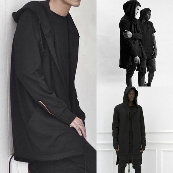 Long hoodie best sale jacket men's