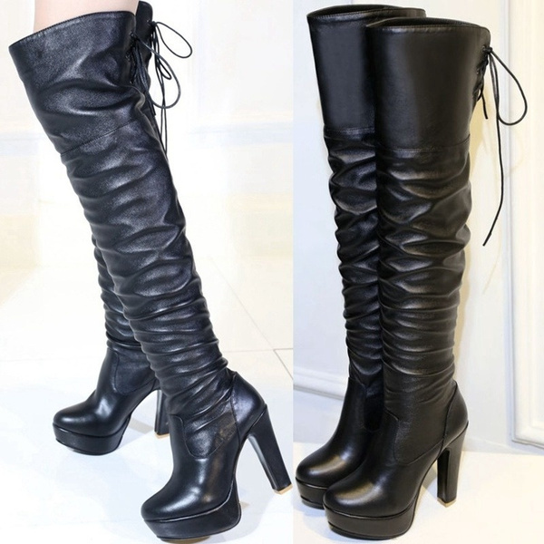pu leather over the knee boots