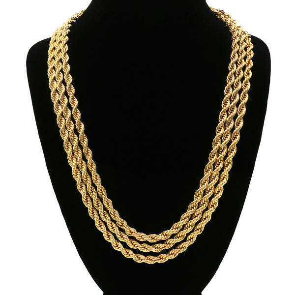 Men's 24K Gold Plated 3 Pcs 6mm Rope 