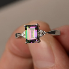 Sterling, rainbow, DIAMOND, wedding ring