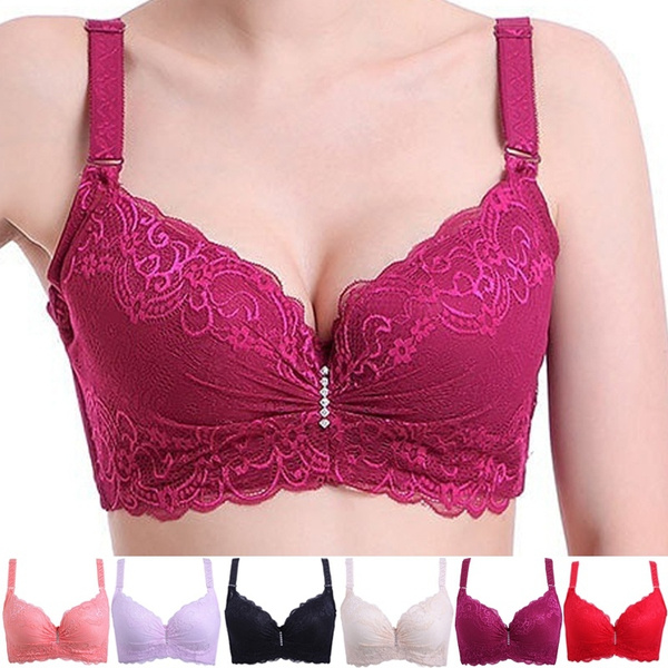 Underwear ladies big size 3/4 cup lace push up bra women bralette bras  large cup