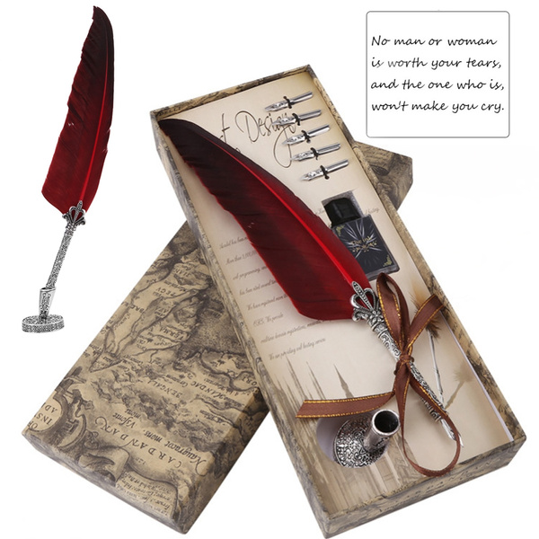 Feather Pen and Quill Set - Pen, Quill, and Ink Set
