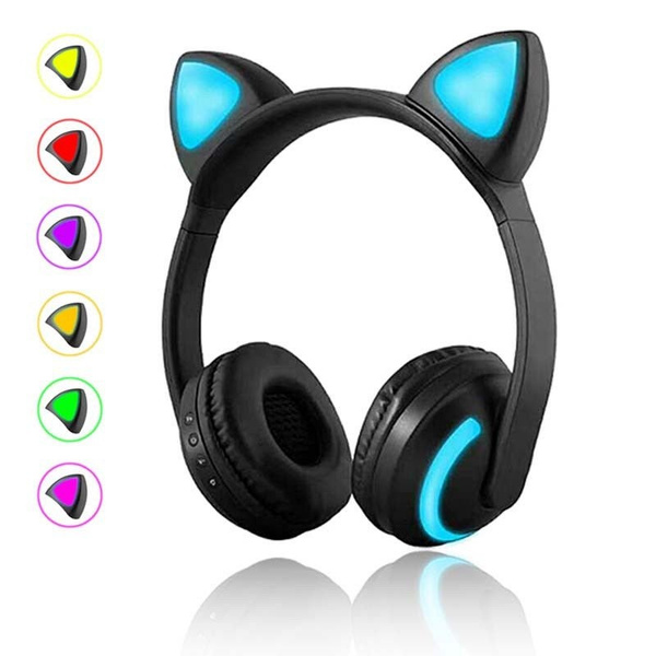 Foldable Cat Ear Wireless Bluetooth Headset LED Music Lights Sports