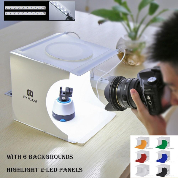 2 LED Panels Mini Folding Studio 8" Diffuse Soft Box Lightbox with ...