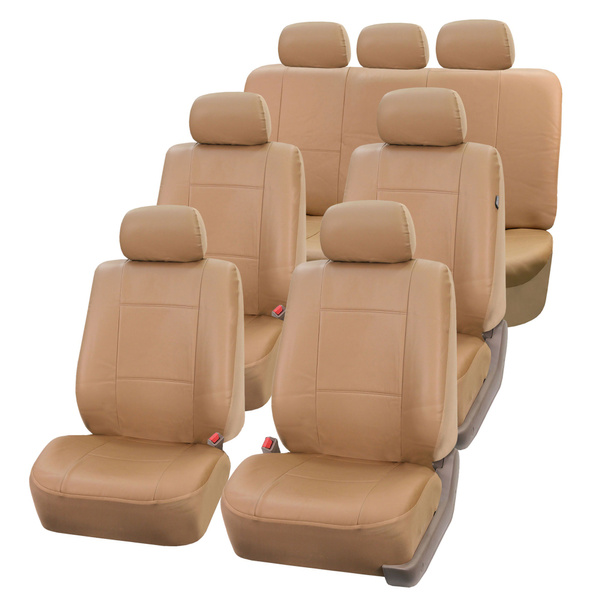 3 Row Faux Leather Car Seat Covers For Auto Suv Truck Tan Beige Wish - Tan Faux Leather Car Seat Covers 3 Row Faux Leather Car Seat Covers For Auto Suv Truck Tan Beige Wish - Tan Faux Leather Car Seat Covers