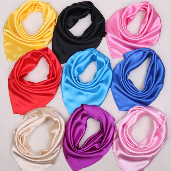 Luxury Soft Faux Silk Square Scarf Bandanas Head Wrap Shawl Beautiful