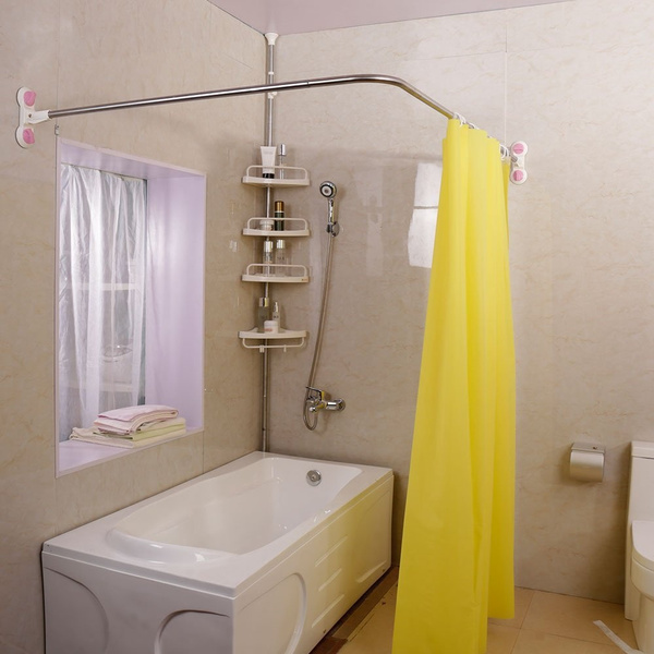 Baoyouni Curved Shower Curtain Rod, L Shower Curtain Rod