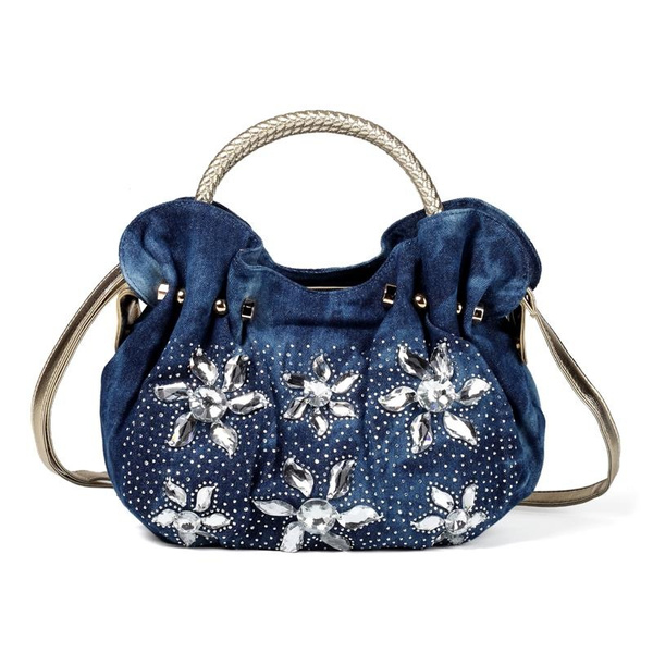 Blue La Medusa small denim tote bag | Versace | MATCHES UK
