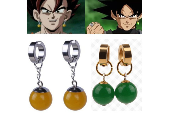 Dragon Ball Super Goku Necklace, Potara Earrings And Time Ring Set