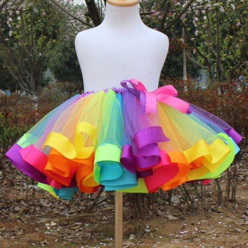 Girls rainbow tulle clearance skirt