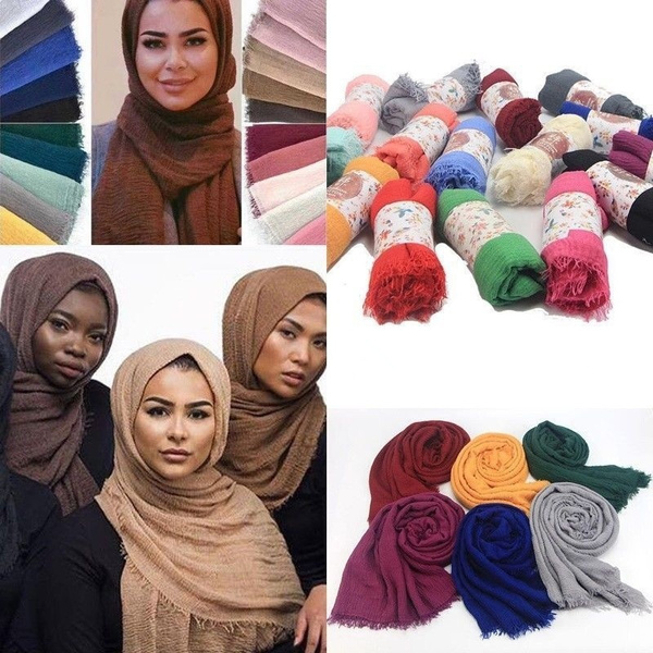 Women's Premium Viscose Maxi Crinkle Cloud Hijab Scarf Shawl Islam Muslim W