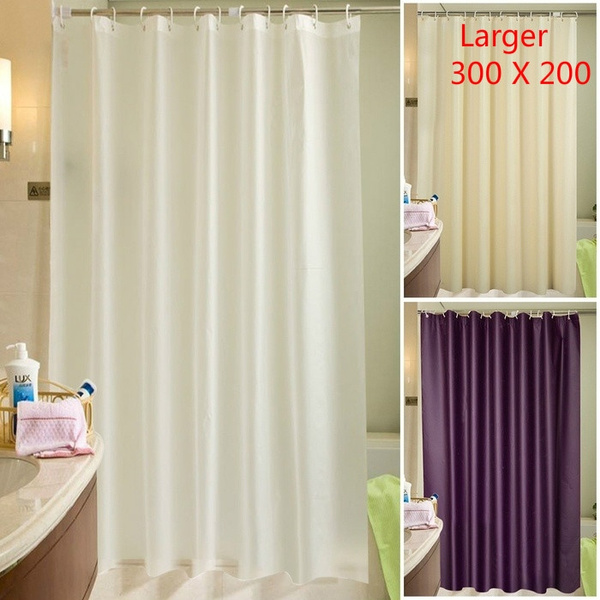 Fabric Shower Curtain Plain White Beige, Extra Large Shower Curtain Rings