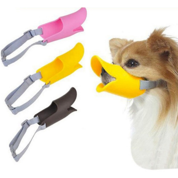 Funny Dog Mask Muzzle Silicone Cute Duck Mouth Design Bark Bite Stop Dog Muzzles Anti bite Masks For Pet Dog